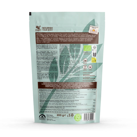 Organic Coconut Flour, 200g, Dragon Superfoods
