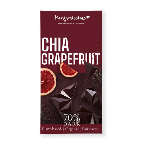 Bio Vegan Chocolate Chia Grapefruit (dark 70%), 60g | Benjamissimo