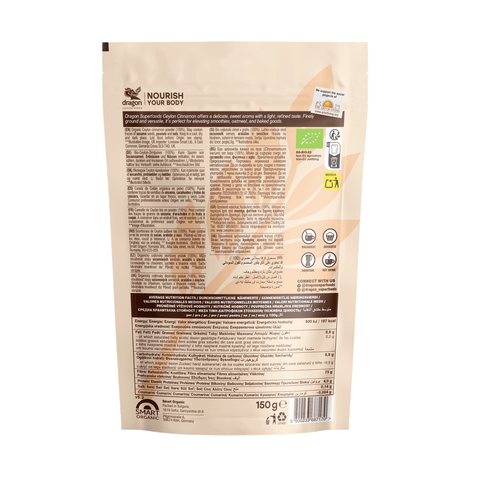 Bio cejlonská skořice v prášku, 150 g, Dragon Superfoods
