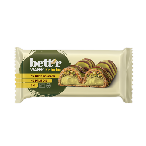 Bett’r Organic Wafer bar with pistachio cream filling, 34g, Bett'r